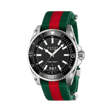 cinturino gucci dive rosso verde|GUCCI DIVE OROLOGIO AUTOMATICO IN ACCIAIO 40 MM .